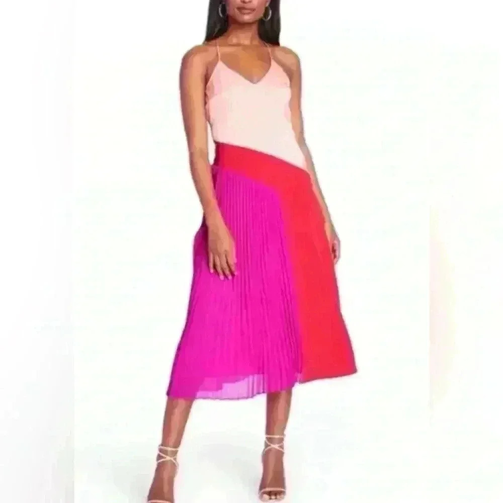 CUSHNIE Women’s Pink Pleated Midi‎ Dress Size 2